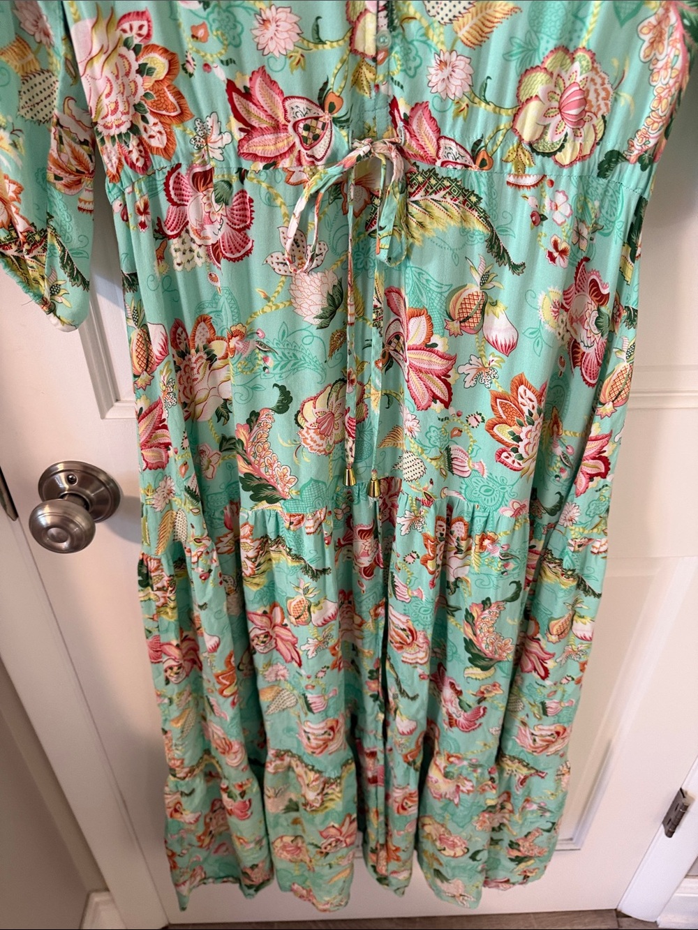 Anthropologie Sunday Mi Amor Boho Chic Floral Tiered Maxi Dress Cottagecore M - Picture 7 of 10